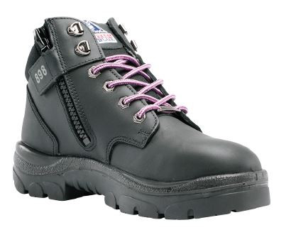 Women Parkes Zip Steel Toe Boot-07-BLK