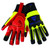 R2® 87810 High-Performance Work Gloves, Large, Synthetic Leather/Silicone, High-Visibility Yellow/Red/Black