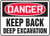 OSHA Danger Safety Sign: Keep Back - Deep Excavation, Plastic, 10"x14"