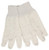 White Canvas Work Gloves Clute Pattern with Knit Wrist Cotton Polyester Blend Straight Thumb