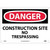 NMC™ D248AB Safety Sign, DANGER CONSTRUCTION SITE Legend, 10 in H x 14 in W, Aluminum, Red & Black/White