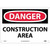 NMC™ D132AB Safety Sign, DANGER CONSTRUCTION AREA Legend, 10 in H x 14 in W, Aluminum, Red & Black/White