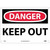 NMC™ D59AB Safety Sign, DANGER KEEP OUT Legend, 10 in H x 14 in W, Aluminum, Red & Black/White