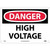 NMC™ D49AB Safety Sign, DANGER HIGH VOLTAGE Legend, 10 in H x 14 in W, Aluminum, Red & Black/White