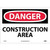 NMC™ D132PB Safety Sign, DANGER CONSTRUCTION AREA Legend, 10 in H x 14 in W, Pressure Sensitive Vinyl, Red & Black/White
