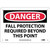 NMC™ D528A Safety Sign, DANGER FALL PROTECTION REQUIRED Legend, 7 in H x 10 in W, Aluminum, Red & Black/White