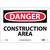 NMC™ D132R Safety Sign, DANGER CONSTRUCTION AREA Legend, 7 in H x 10 in W, Rigid Plastic, Red & Black/White