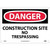 NMC™ D248RB Safety Sign, DANGER CONSTRUCTION SITE Legend, 10 in H x 14 in W, Rigid Plastic, Red & Black/White