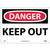 NMC™ D59RB Safety Sign, DANGER KEEP OUT Legend, 10 in H x 14 in W, Rigid Plastic, Red & Black/White