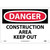 NMC™ D404AB Safety Sign, DANGER CONSTRUCTION AREA Legend, 10 in H x 14 in W, Aluminum, Red & Black/White