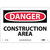 NMC™ D132A Safety Sign, DANGER CONSTRUCTION AREA Legend, 7 in H x 10 in W, Aluminum, Red & Black/White