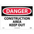 NMC™ D404PB Safety Sign, DANGER CONSTRUCTION AREA Legend, 10 in H x 14 in W, Pressure Sensitive Vinyl, Red & Black/White