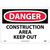 NMC™ D404RB Safety Sign, DANGER CONSTRUCTION AREA Legend, 10 in H x 14 in W, Rigid Plastic, Red & Black/White