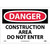 NMC™ D490PB Safety Sign, DANGER CONSTRUCTION AREA Legend, 10 in H x 14 in W, Pressure Sensitive Vinyl, Red & Black/White