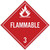 NMC™ DL158TB Safety Placard Sign, FLAMMABLE 3 Legend, 10-3/4 in H x 10-3/4 in W, Card Stock, White/Red, 1/Pack