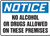 OSHA Notice Safety Sign: No Alcohol Or Drugs Allowed On These Premises, Aluminum, 7"x10"