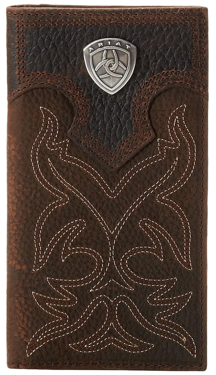 Ariat Men's Boot Stitch Rodeo Wallet w/ Shield - Brown