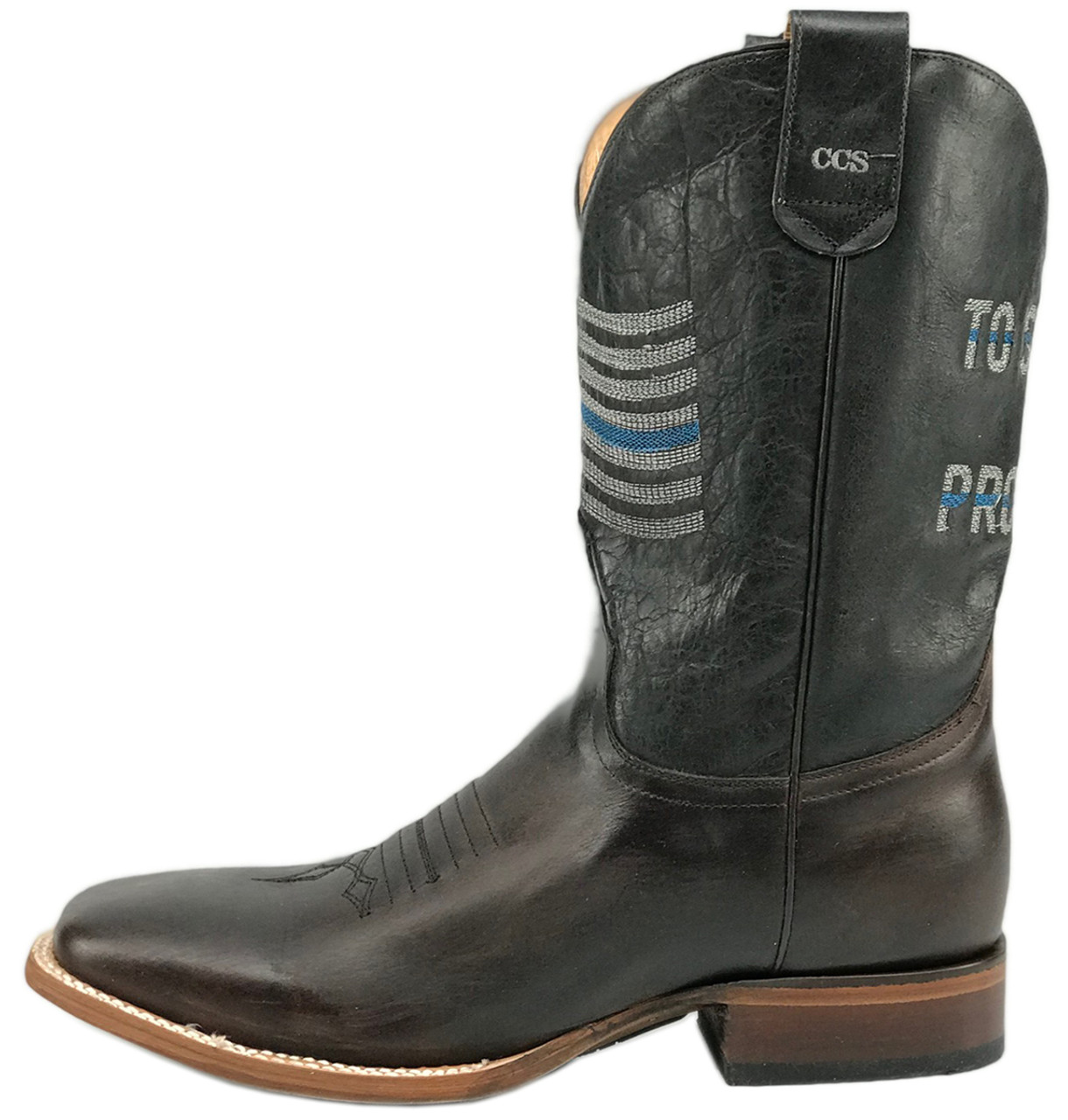 Roper Men's Concealed Carry Thin Blue Line Sidewinder Cowboy Boots ...