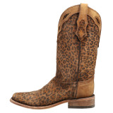 Sand Leopard Print Overlay Western Boot - C3788