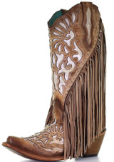 Saddle Lamb Fringe Western Boot - C3766