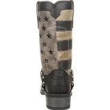 Faded Flag Harness Cowboy Boot - Black