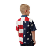 Roper Boy's Short Sleeve American Flag Shirt - Red/White/Blue