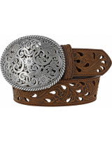 Tony Lama Women's Filigree Trophy Belt - Aged Bark