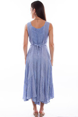 Sleeveless Dress w/ Lace Up Bodice - Light Blue