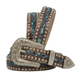 Gator Print Belt with Crystals and Turquoise Stones - DA1774