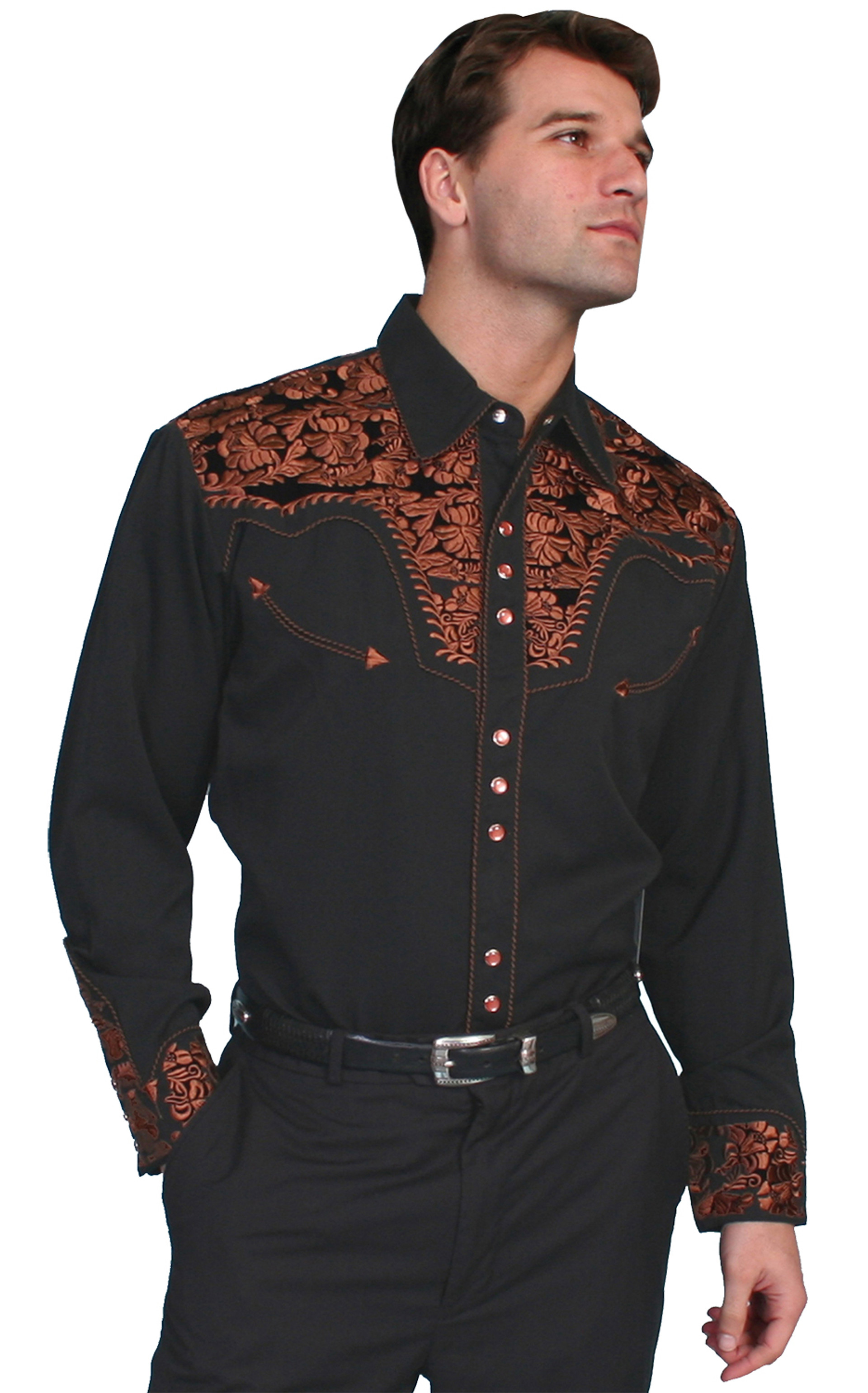 Scully Men's Gunfighter Shirt - Black - Stages West