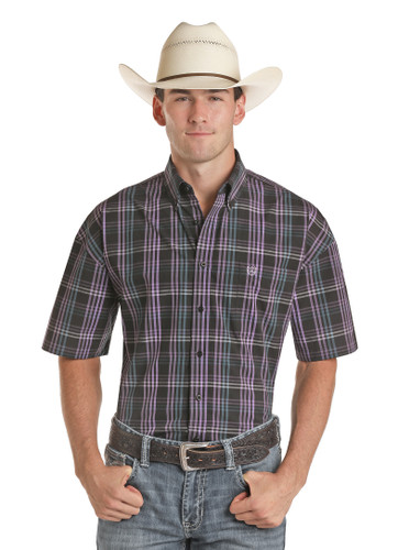 Panhandle Men's Short Sleeve Button Down Check Shirt