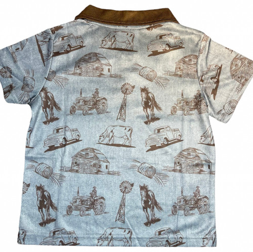 Boy's Polo Farm Print SS Shirt - POLO04