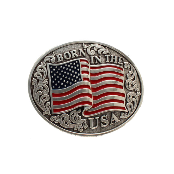Born in the USA Oval USA Flag Buckle - 37594
