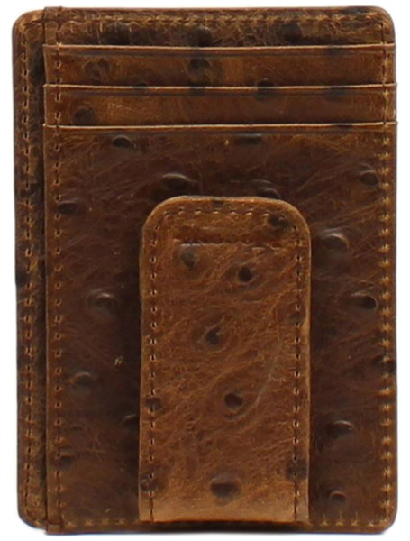 Nocona Men's Vintage Ostrich Money Clip Wallet - Brown