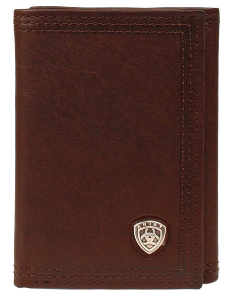 Ariat Men's Tri-fold Wallet w/ Small Shield - Copper
