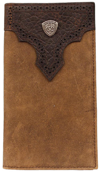 Ariat Men's Perforated Overlay Rodeo Wallet w/ Ariat Shield - Brown