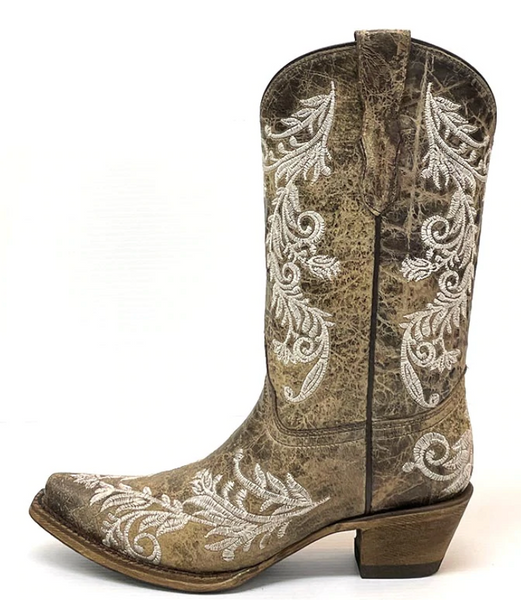 Youth Brown Embroidery Glow Western Boot -T0118