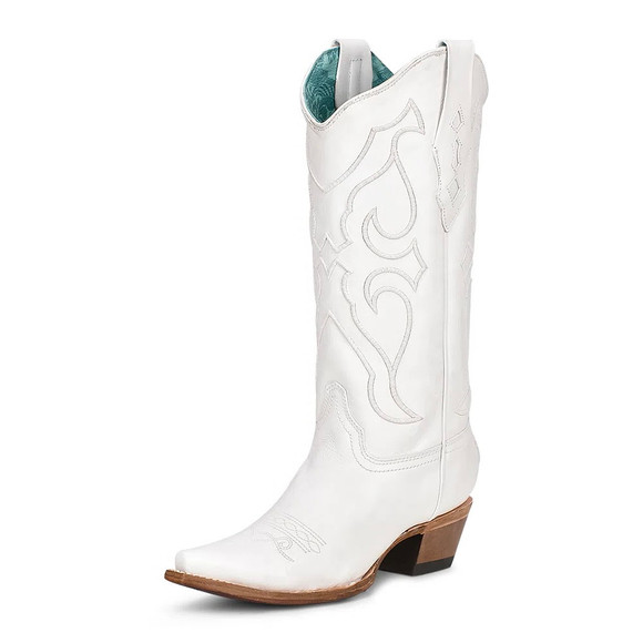 White Embroidery Western Boot - Z5046