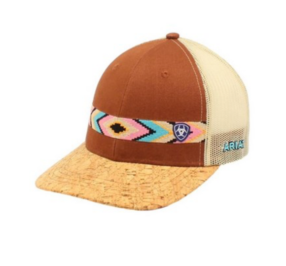 Lds Tan SB Cap w Aztec Design - A300018008