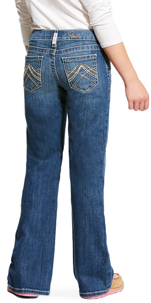 Girl's Ariat REAL Eleanor Whip Stitch Boot Cut Jeans - Blue