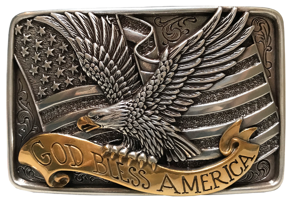 Nocona God Bless America Buckle - Silver/Gold