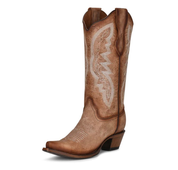 Brown Embroidery Studs Western Boot - L2041