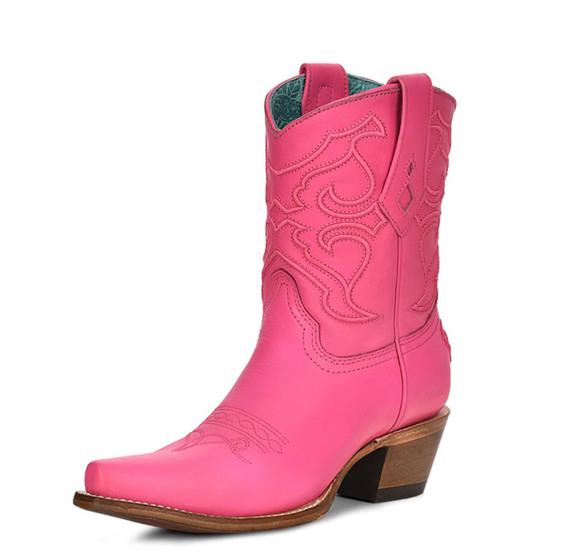 Fuchsia Embroidery Ankle Western Boot - Z5137