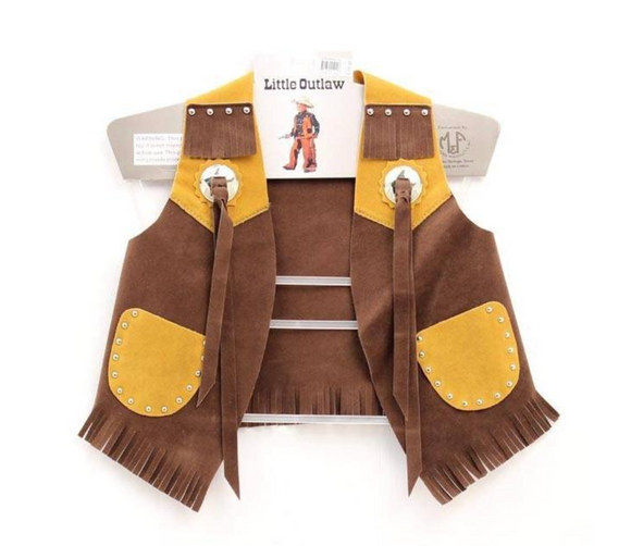 Kid's Little Outlaw Suede Vest - Brown/Tan
