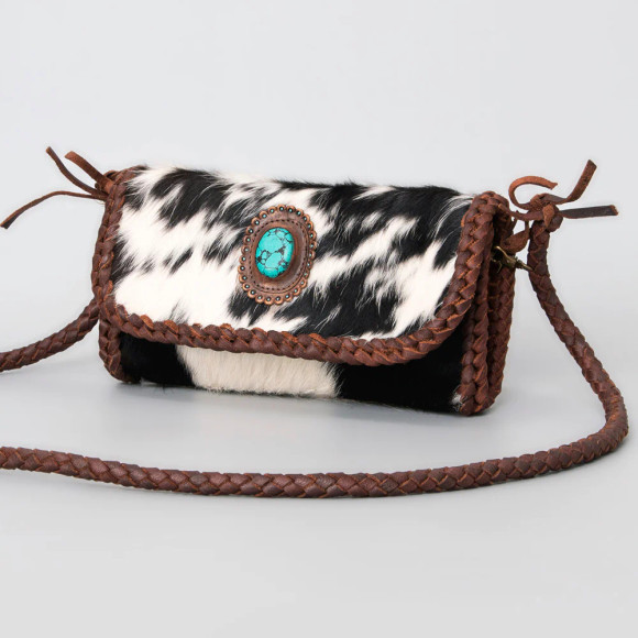 Hair on Crossbody with Turquoise Embellishments -ADBGM267D