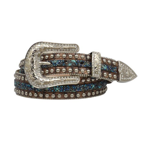 Gator Print Belt with Crystals and Turquoise Stones - DA1774