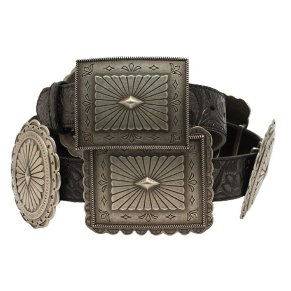 Embossed Belt w Oval and Rectangle Conchos - A1531801