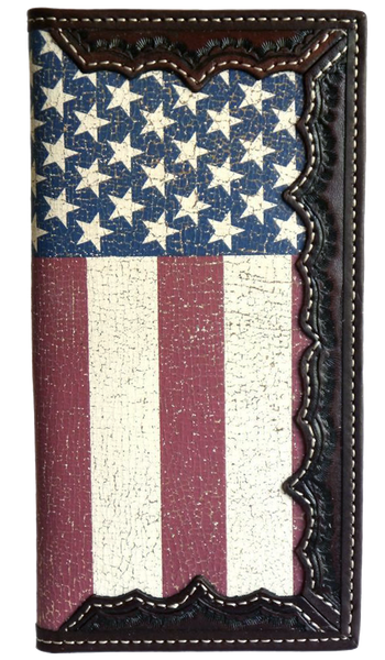 Western Rodeo Wallet - Brown/Flag