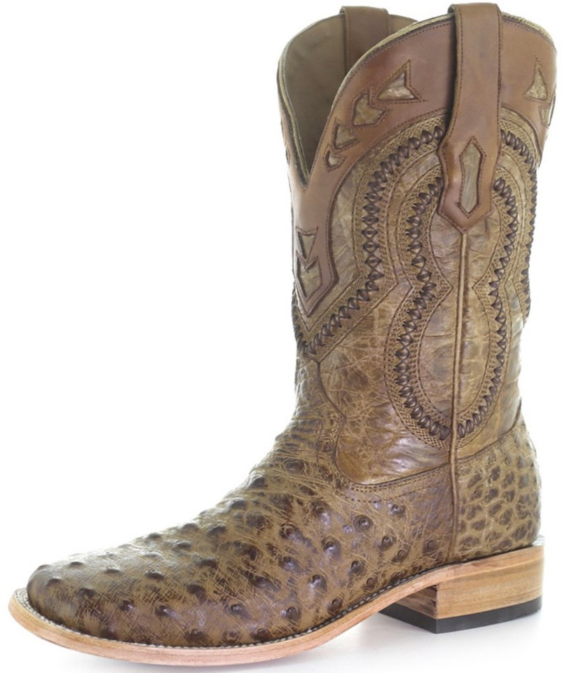 Orix Ostrich Overlay Embroidery Western Boot - A4008