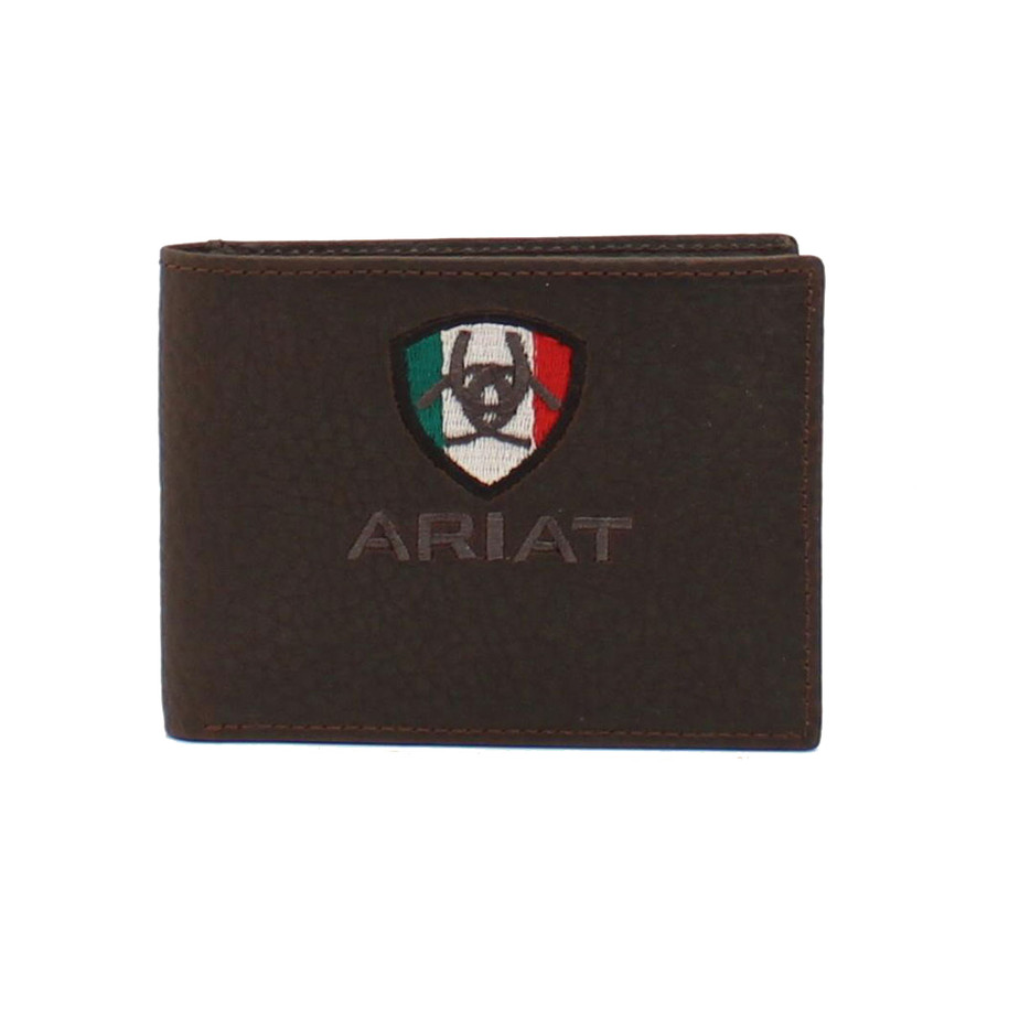 Rowdy Leather Bifold Wallet w Mexico Flag - A35493282